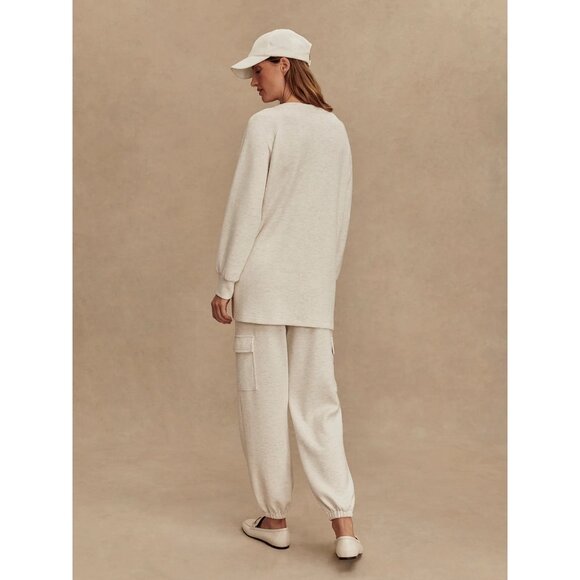 Varley Augusta Ivory Double Soft Oversized Zip Through Pockets Sweater Small - Picture 2 of 8